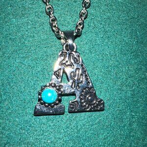 western A faux turquoise stone necklace